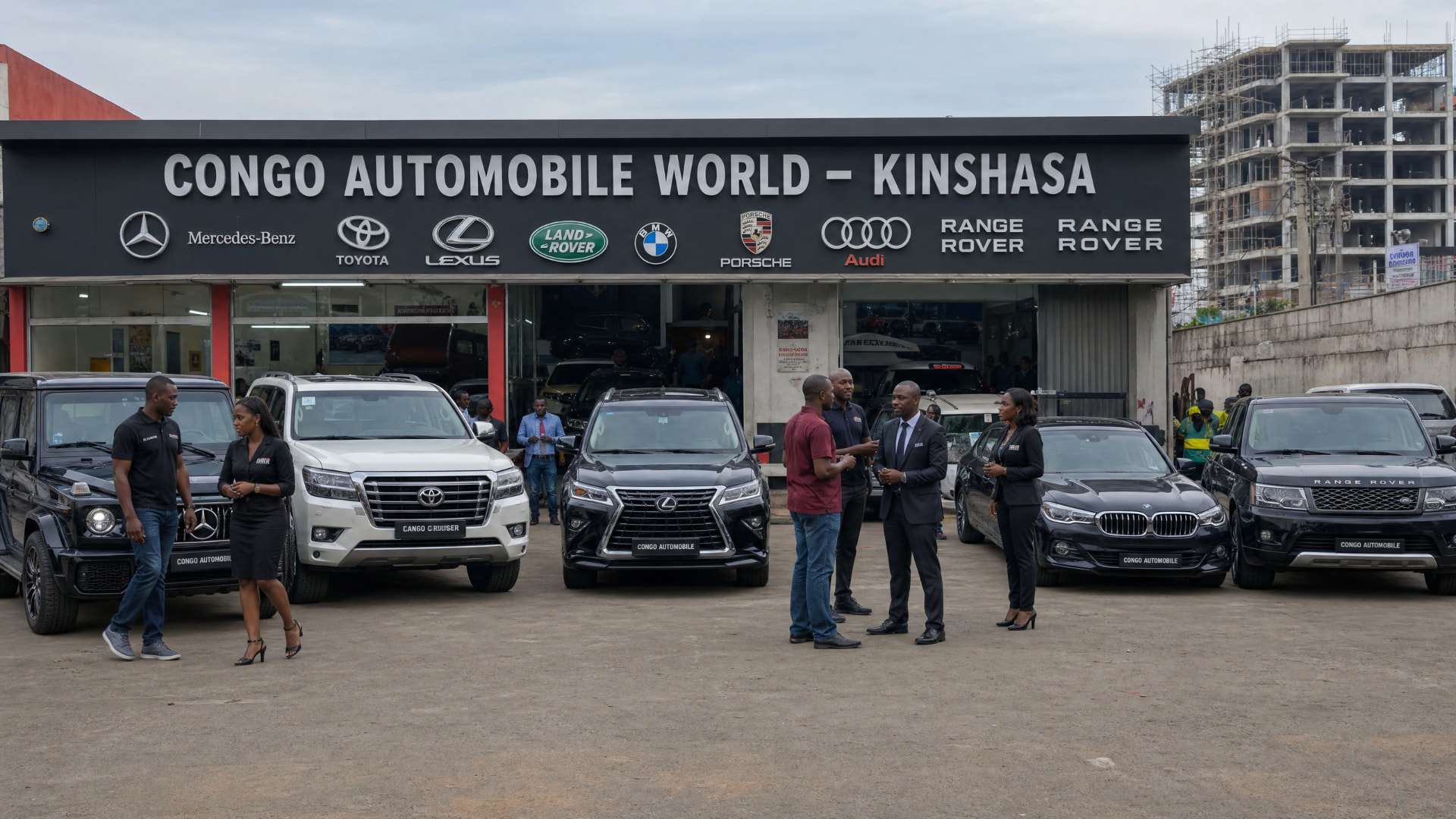 L'équipe CONGO AUTOMOBILE WORLD au showroom de Kinshasa